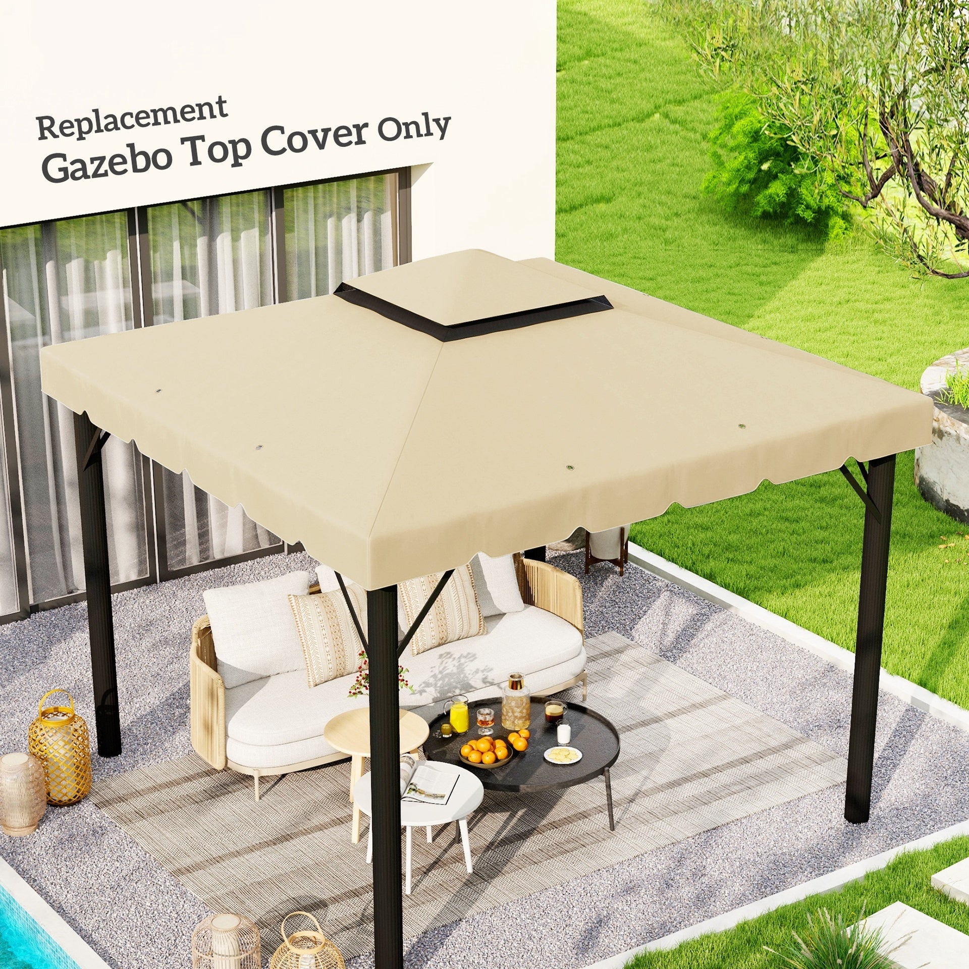 Outsunny Model 84C-051 or 84C-269 10' x 10' Gazebo Replacement Canopy, Beige