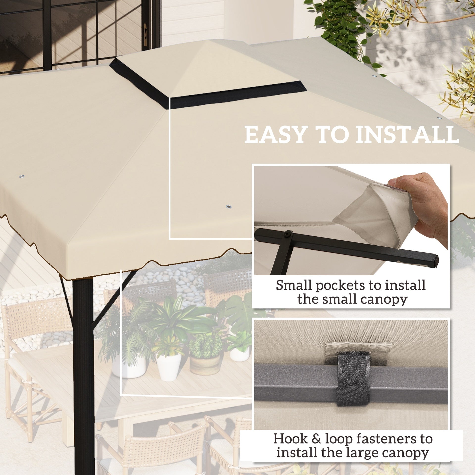 Outsunny Model 84C-051 or 84C-269 10' x 10' Gazebo Replacement Canopy, Beige