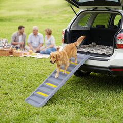 PawHut Dog Stairs for Car Truck SUV, Foldable Dog Ramp for Medium Small Dogs, Gray