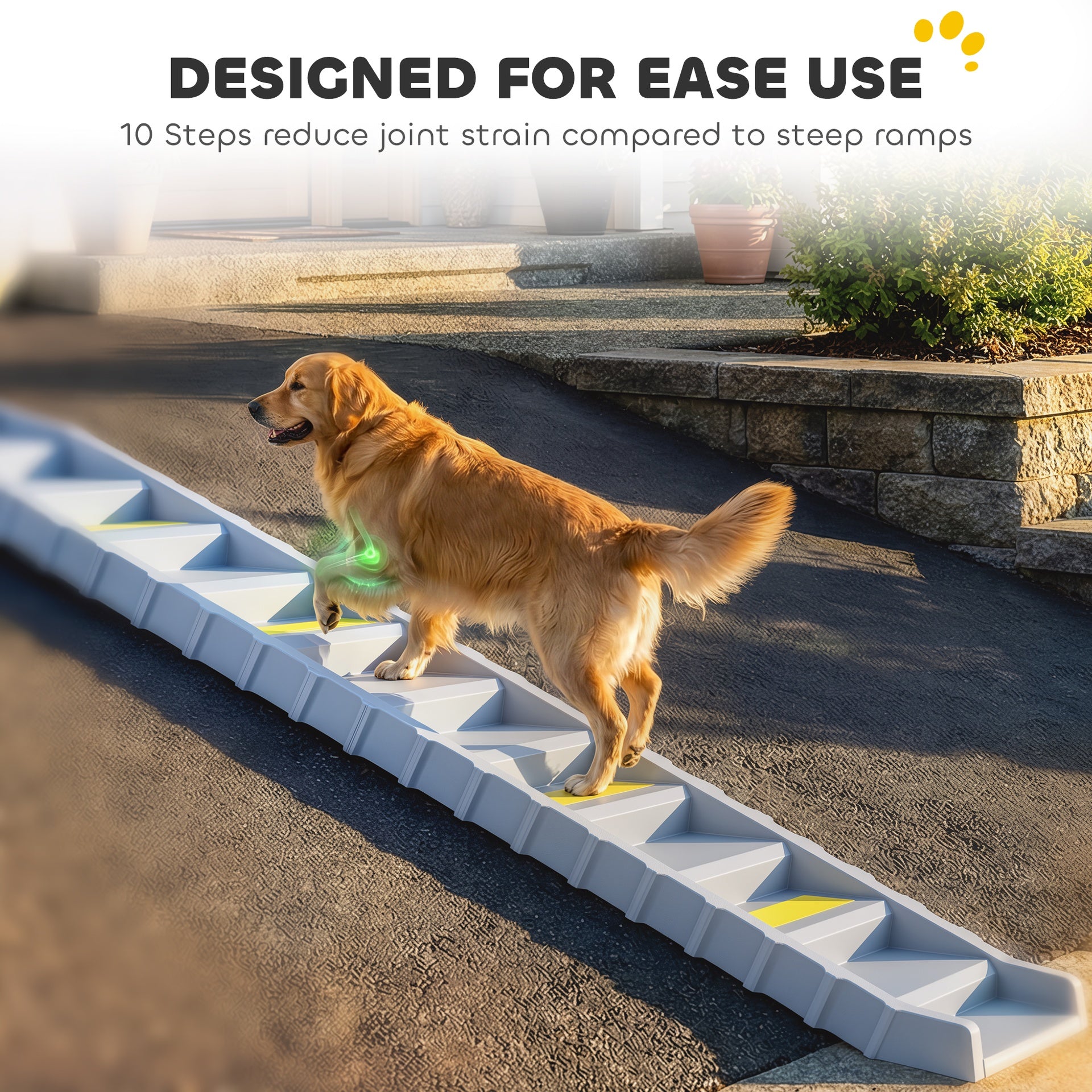 PawHut Dog Stairs for Car Truck SUV, Foldable Dog Ramp for Medium Small Dogs, Gray
