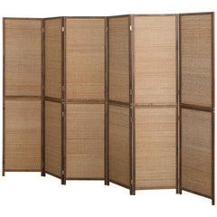 HOMCOM Room Divider, 6 Panel Folding Privacy Screen, 6 FT Tall Hand-Woven Bamboo Wall Partition, Brown