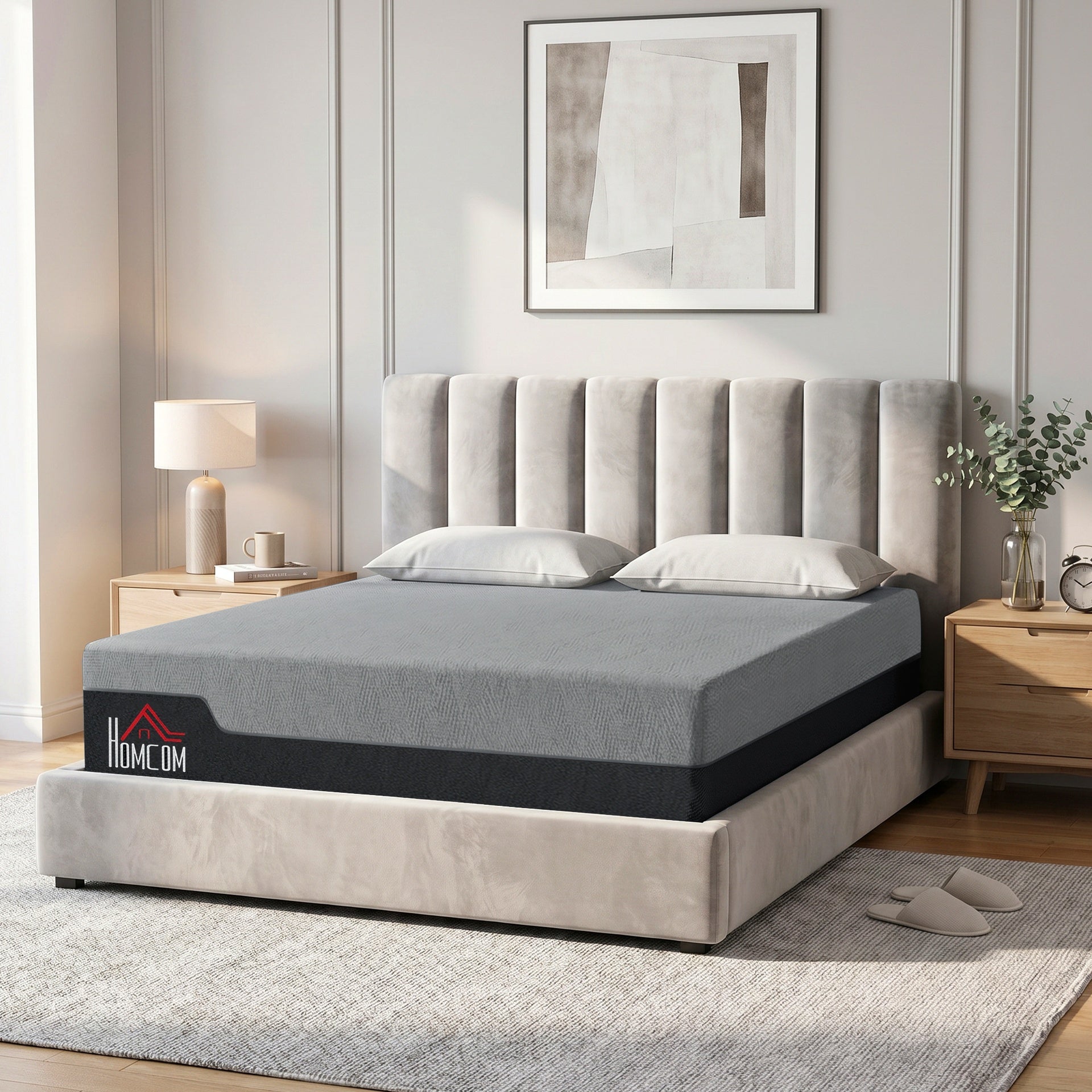 HOMCOM Queen Mattress, 12 Inch Memory Foam Mattress for Pressure Relief, Graphene Gel Cooling Copper Bed in a Box, Made in USA