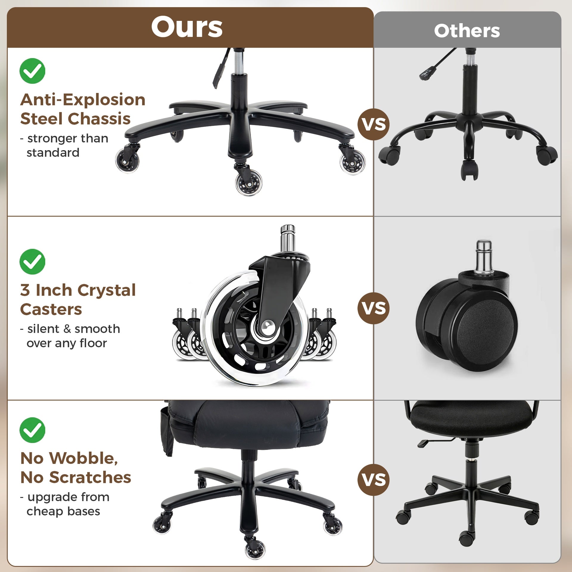 HOMCOM Big and Tall Office Chair with Airbag Lumbar Support, Pet-Friendly Fabric Desk Chair with Flip-Up Armrests, Black