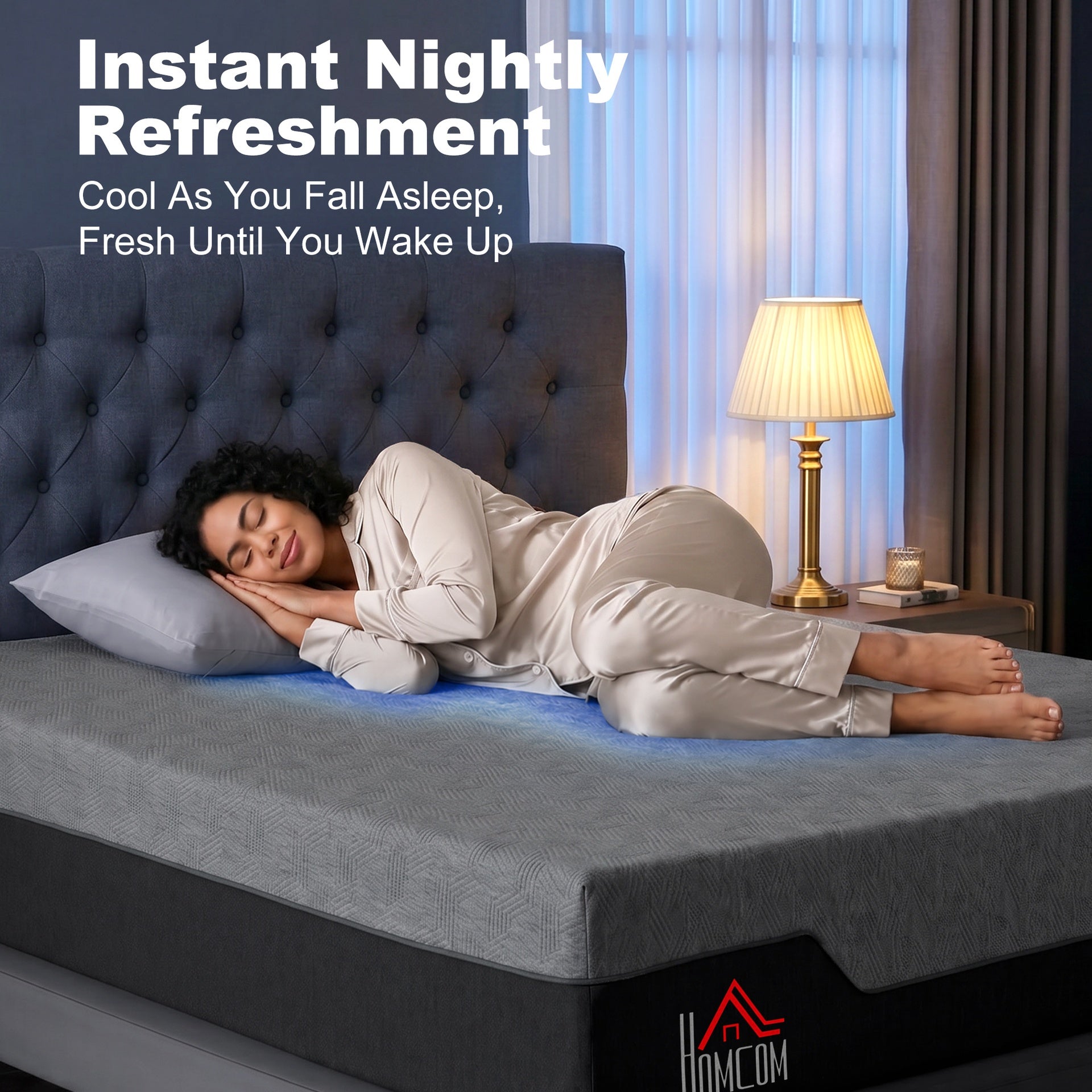 HOMCOM King Mattress, 14 Inch Memory Foam Mattress for Pressure Relief, Graphene Gel Cooling Copper Bed in a Box, Made in USA