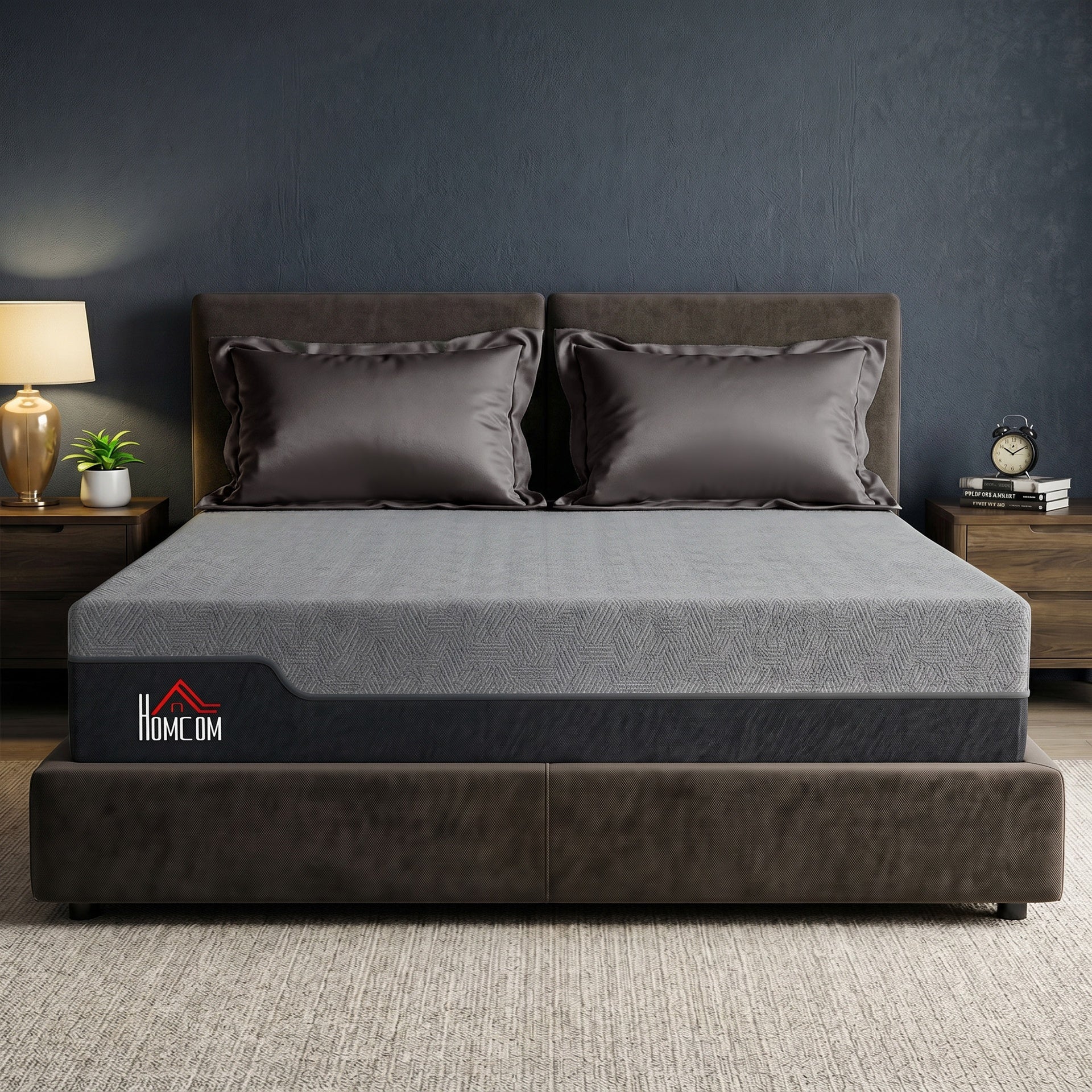 HOMCOM King Mattress, 14 Inch Memory Foam Mattress for Pressure Relief, Graphene Gel Cooling Copper Bed in a Box, Made in USA