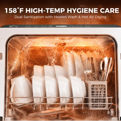 HOMCOM Countertop Dishwasher, Portable Mini Dishwasher with 1.6 Gal Built-in Water Tank, 5 Washing Programs, Air-Dry Function