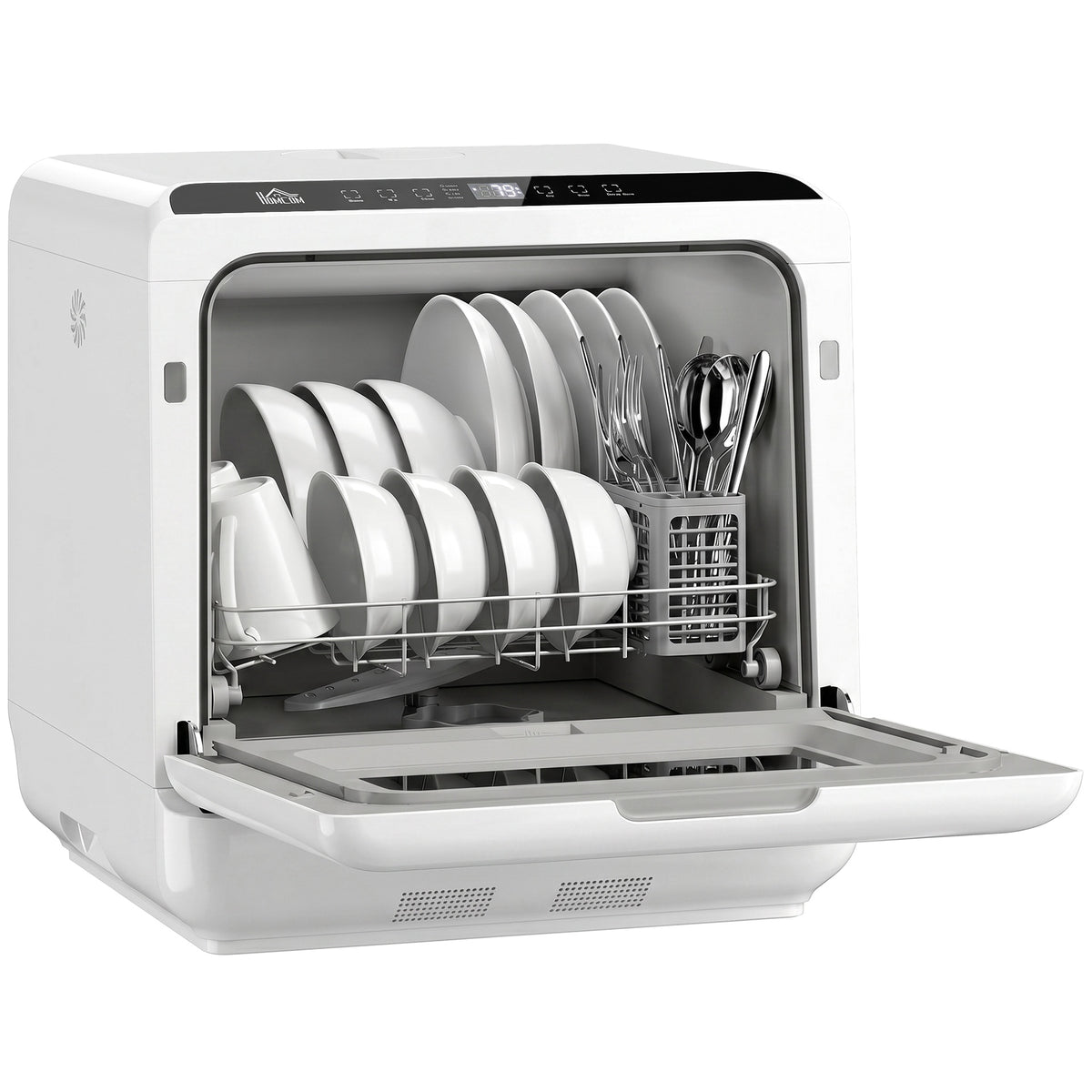 HOMCOM Countertop Dishwasher, Portable Mini Dishwasher with 1.6 Gal Built-in Water Tank, 5 Washing Programs, Air-Dry Function