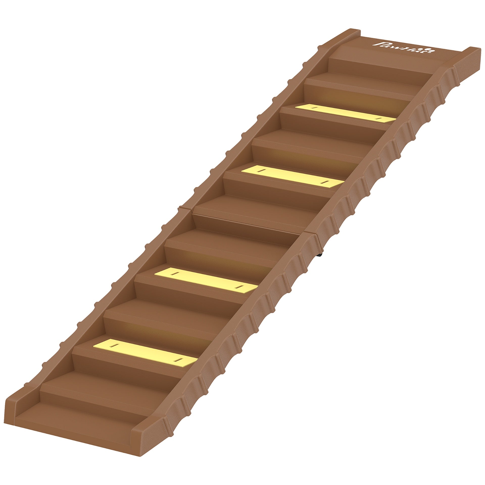 PawHut Dog Stairs for Car Truck SUV, Foldable Dog Ramp for Medium Small Dogs, Brown