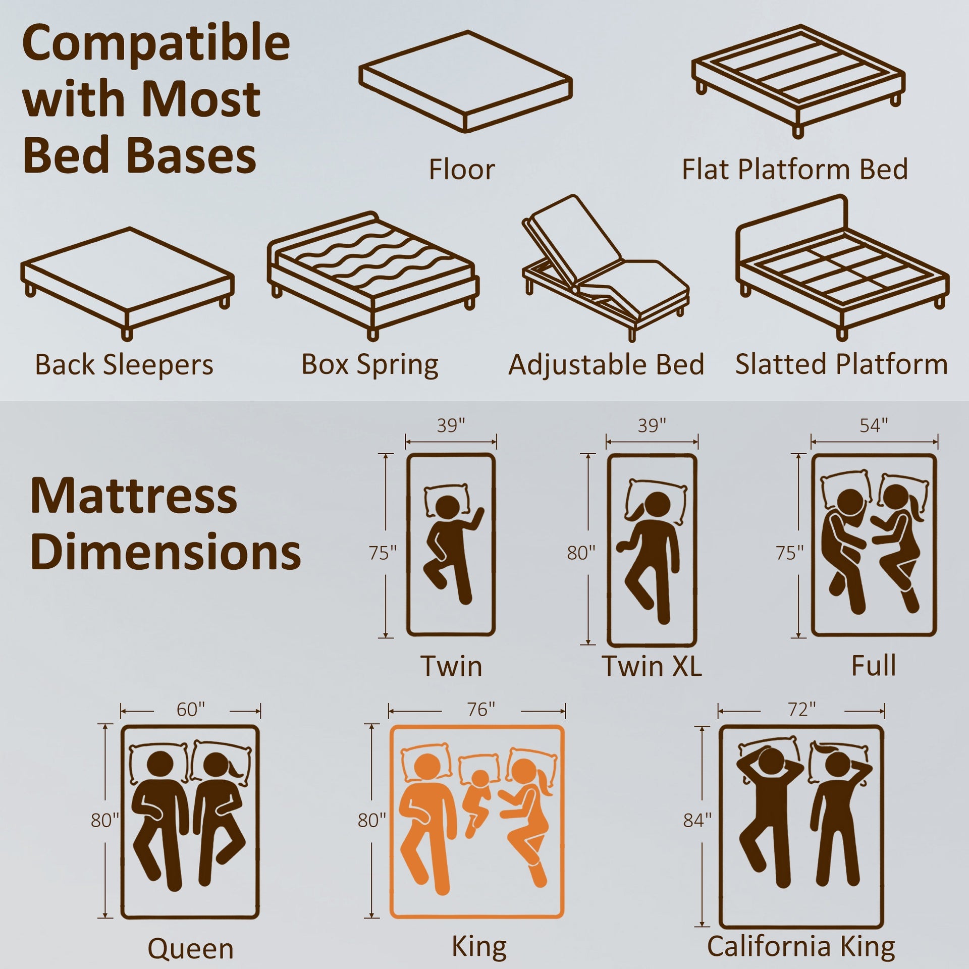 HOMCOM King Mattress, 12 Inch Memory Foam Mattress for Pressure Relief, Graphene Gel Cooling Copper Bed in a Box, Made in USA