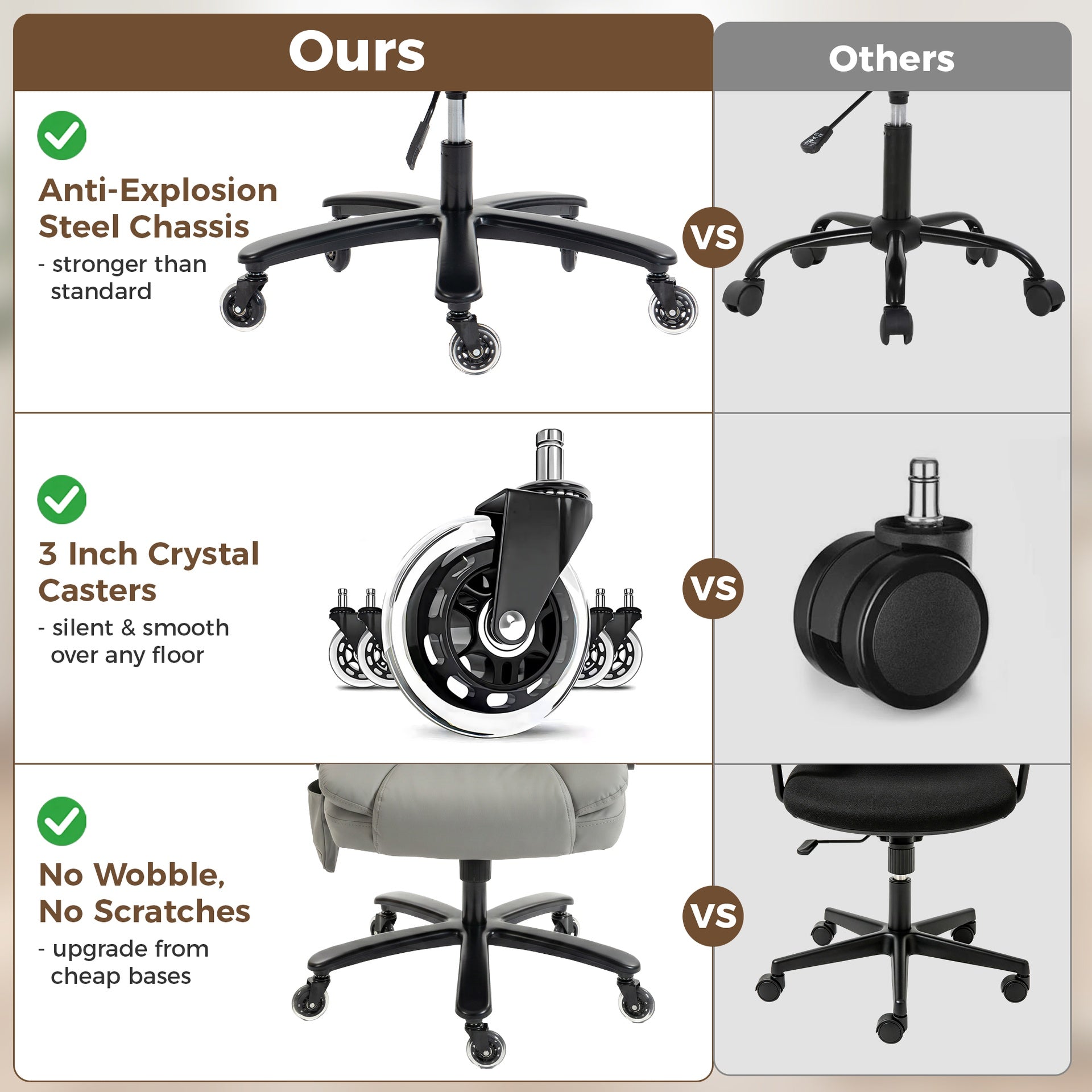 HOMCOM Big and Tall Office Chair with Airbag Lumbar Support, Pet-Friendly Fabric Desk Chair with Flip-Up Armrests, Light Gray