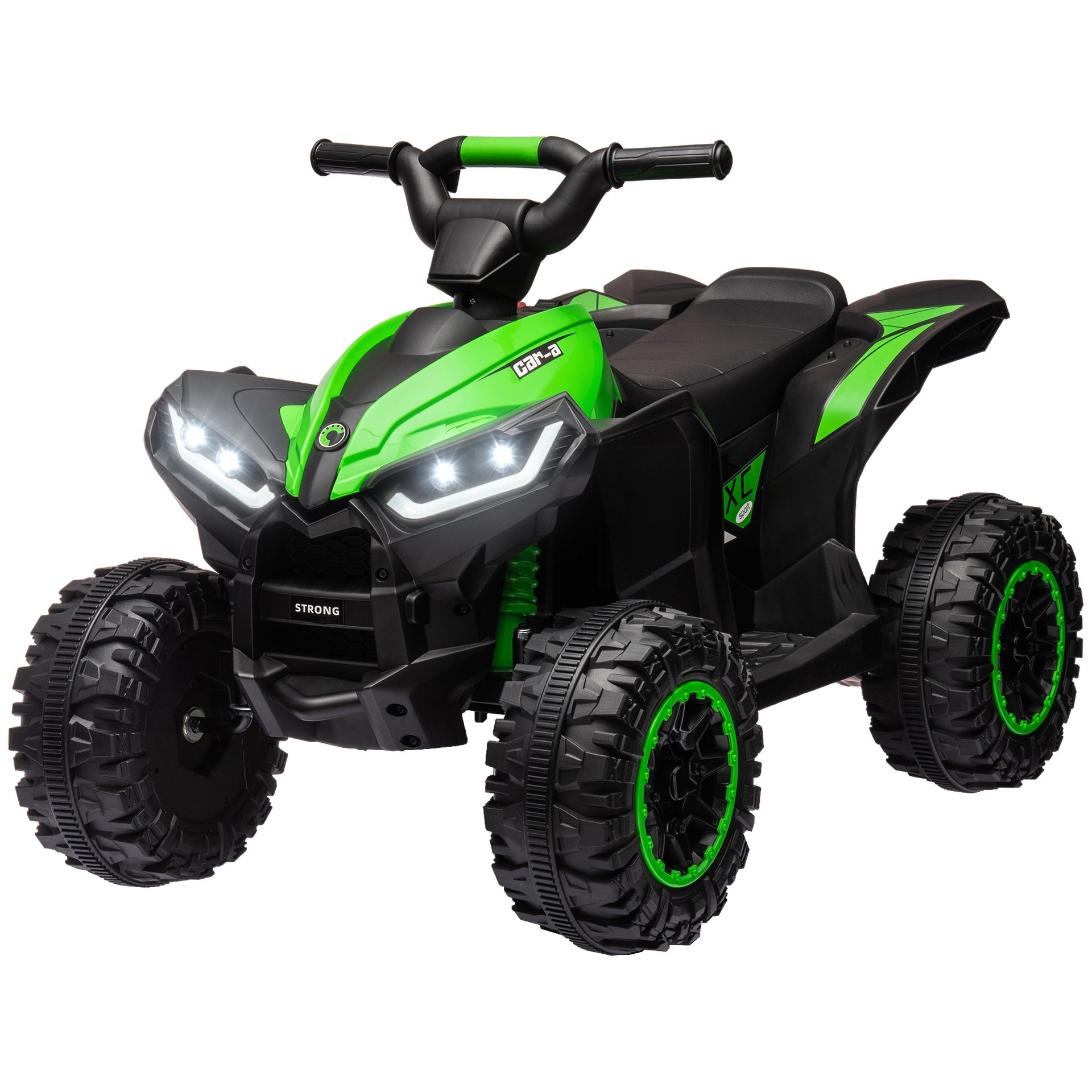 Aosom Kids ATV 4 Wheeler, 12V Kids Ride On Toy with Dual Motors, High & Low Speed, Music, Headlights, Up to 3.7 MPH, Green
