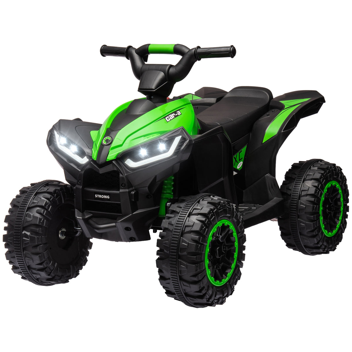 Aosom Kids ATV 4 Wheeler, 12V Kids Ride On Toy with Dual Motors, High & Low Speed, Music, Headlights, Up to 3.7 MPH, Green