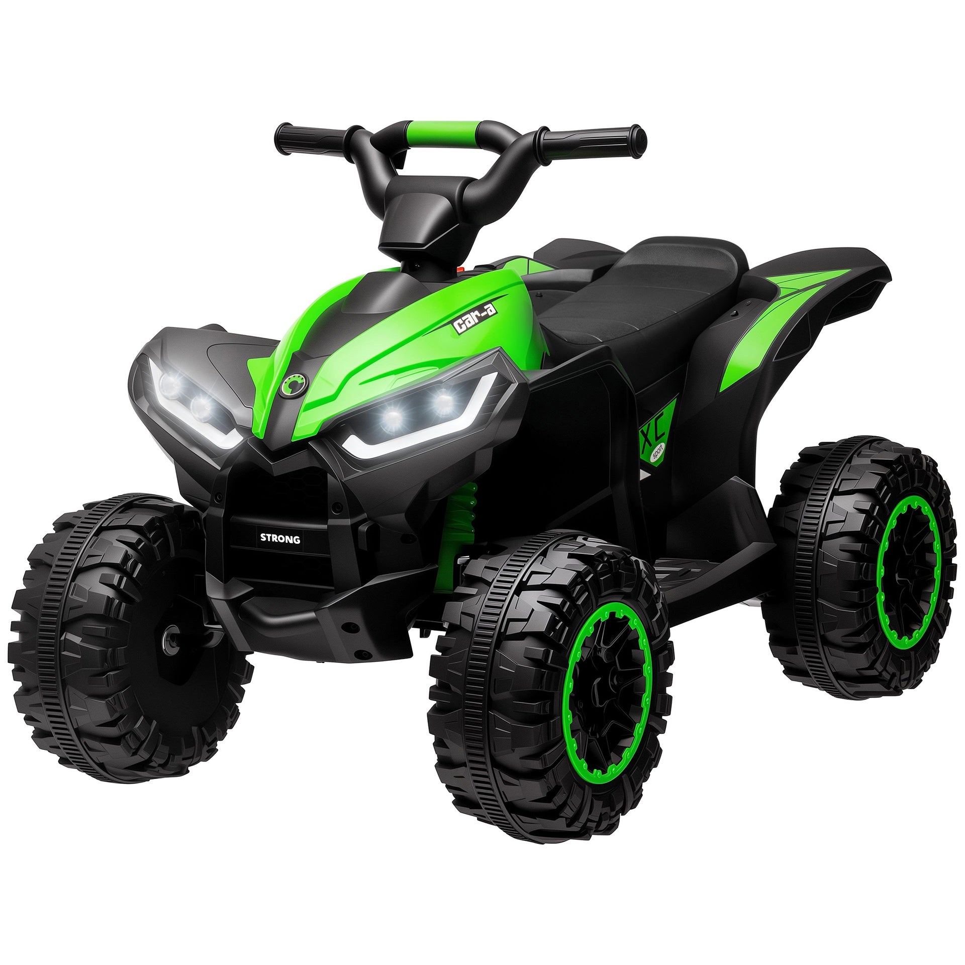 Aosom Kids ATV 4 Wheeler, 12V Kids Ride On Toy with Dual Motors, High & Low Speed, Music, Headlights, Up to 3.7 MPH, Green