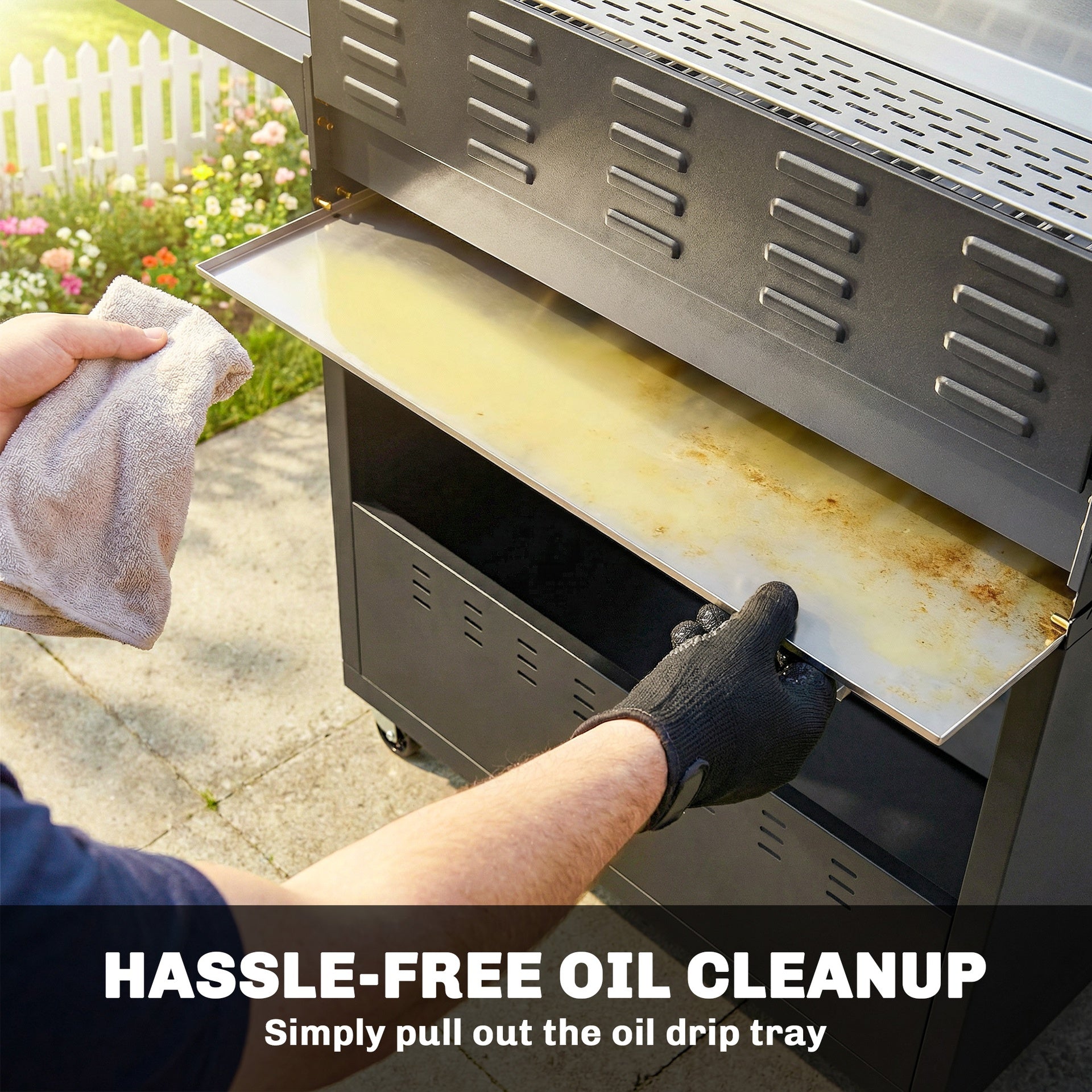 Outsunny 6 Burner Propane Gas Grill with Side Burner, Barbecue Grill with Cast Iron Grates, Wheels, Side Tables, Cabinet