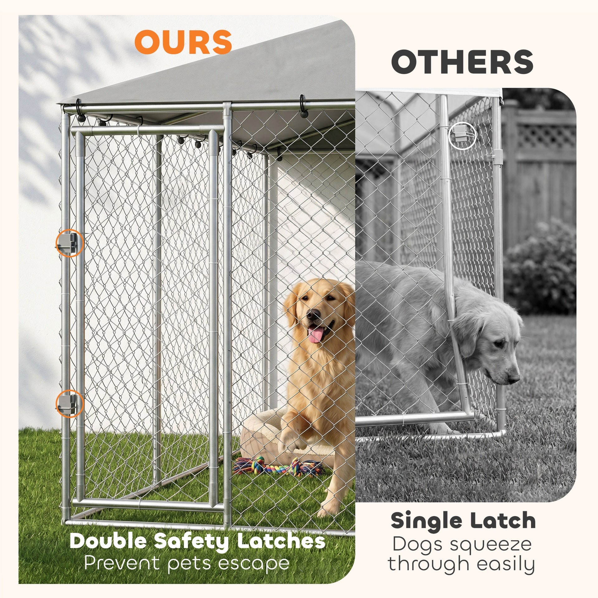 PawHut 13' x 13' x 6.5' Dog Kennel Outdoor for Small Medium Dogs with Waterproof Roof, Silver