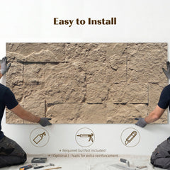 HOMCOM 8-Pack 3D Faux Stone Wall Panels, Lightweight Polyurethane Panels for Interior and Exterior Accent Walls, Beige