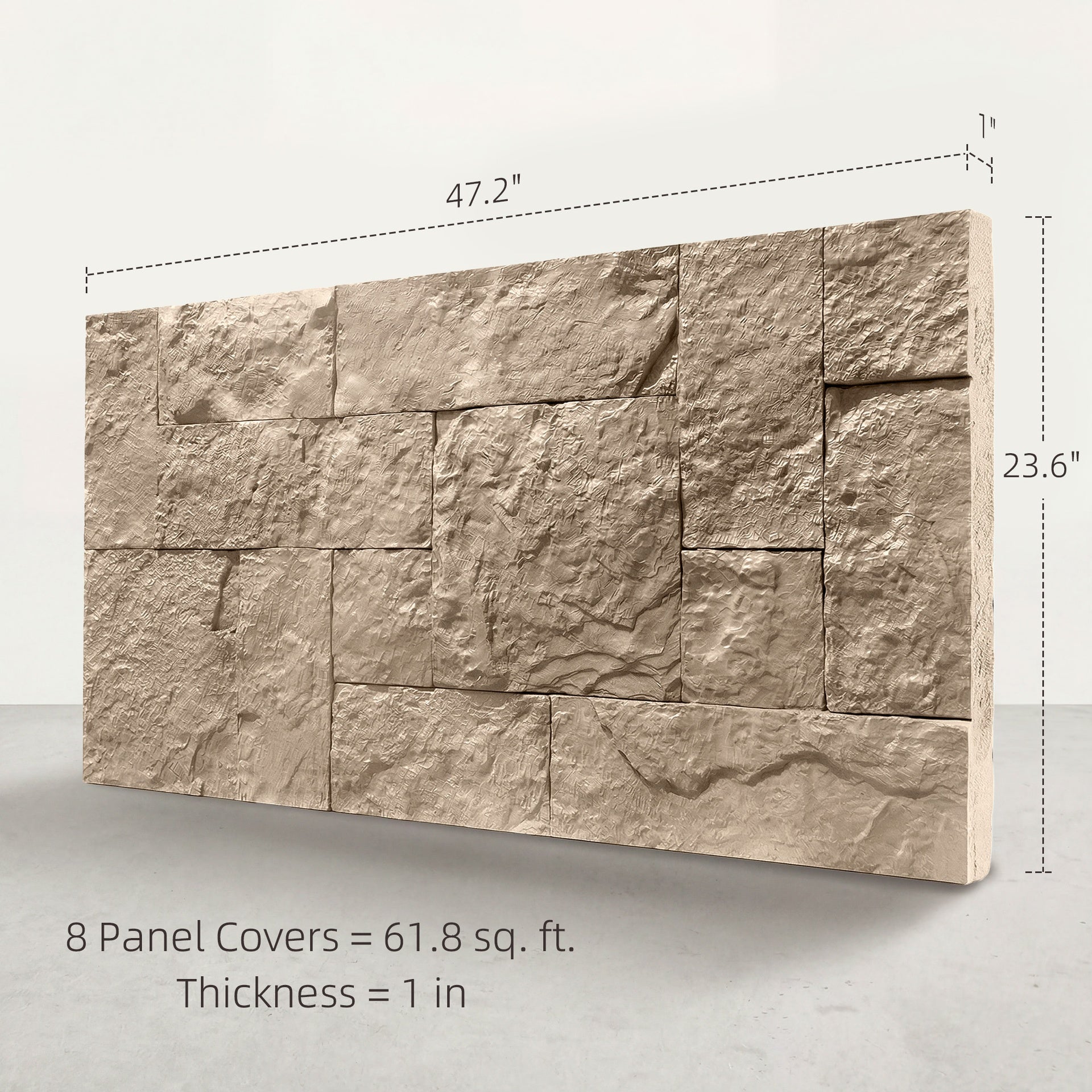 HOMCOM 8-Pack 3D Faux Stone Wall Panels, Lightweight Polyurethane Panels for Interior and Exterior Accent Walls, Beige