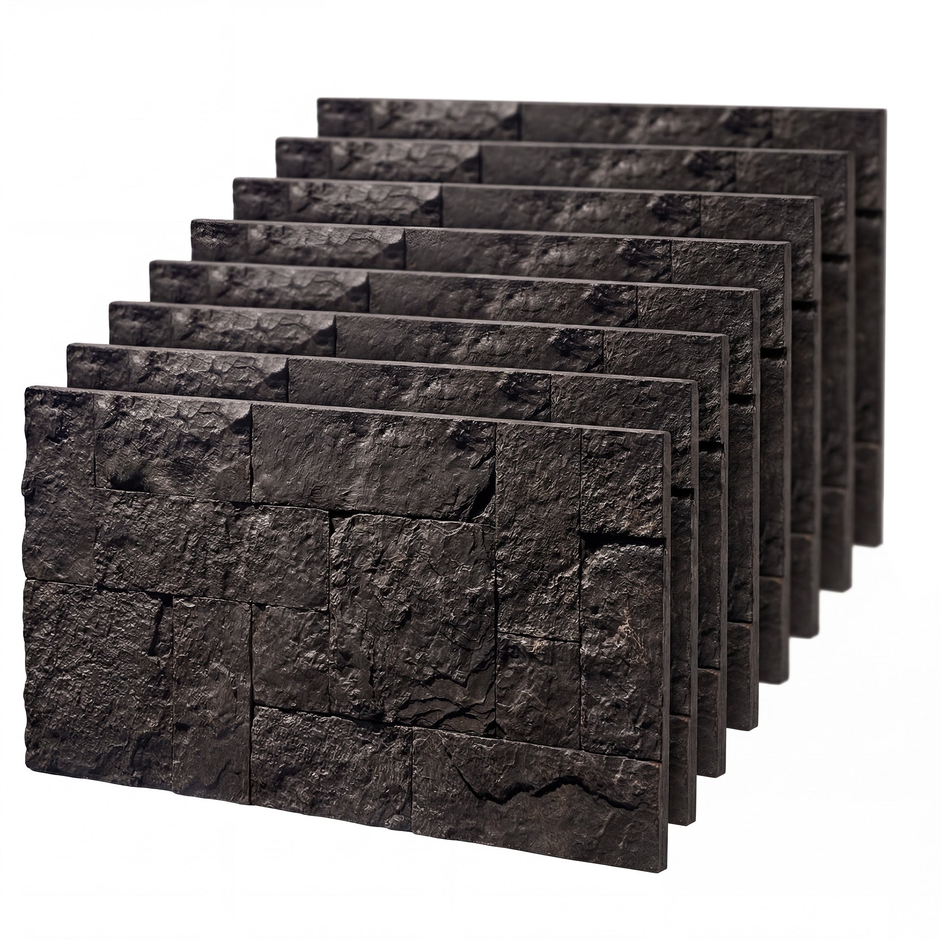 HOMCOM 8-Pack 3D Faux Stone Wall Panels, Lightweight Polyurethane Panels for Interior and Exterior Accent Walls, Black