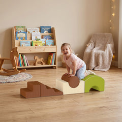Qaba Toddlers Climbing Toys, 5 Pieces Foam Climbing Blocks with Non-Slip Bottom, Washable Cover for Crawling or Building