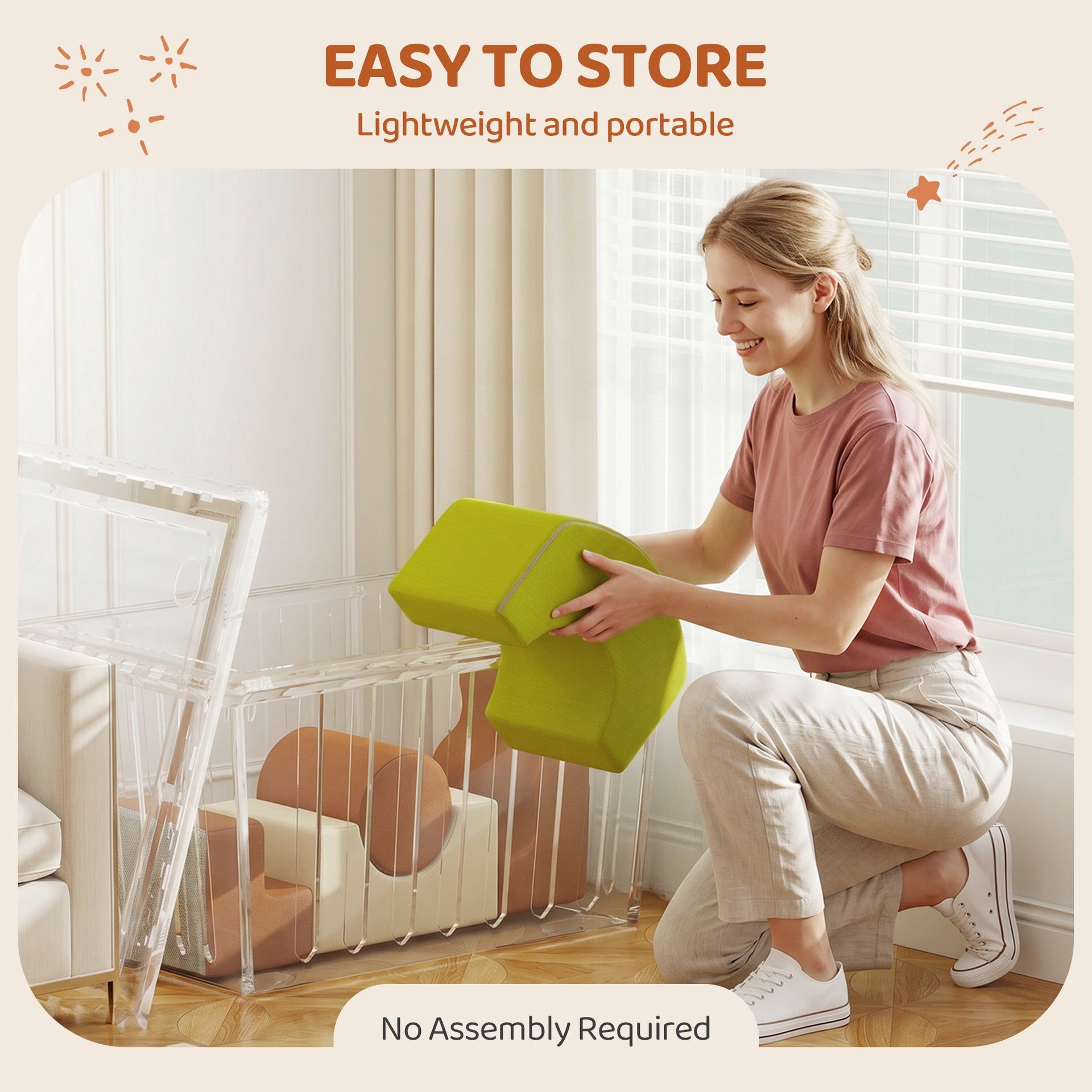Qaba Toddlers Climbing Toys, 5 Pieces Foam Climbing Blocks with Non-Slip Bottom, Washable Cover for Crawling or Building