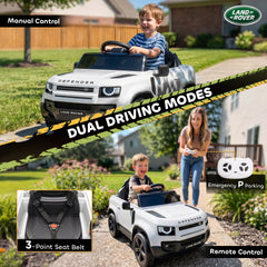 Qaba 12V Ride on Car Licensed Land Rover with Remote, Suspension, Slow Start, 3 Speeds, Lights, Music, Horn for 3-5, White