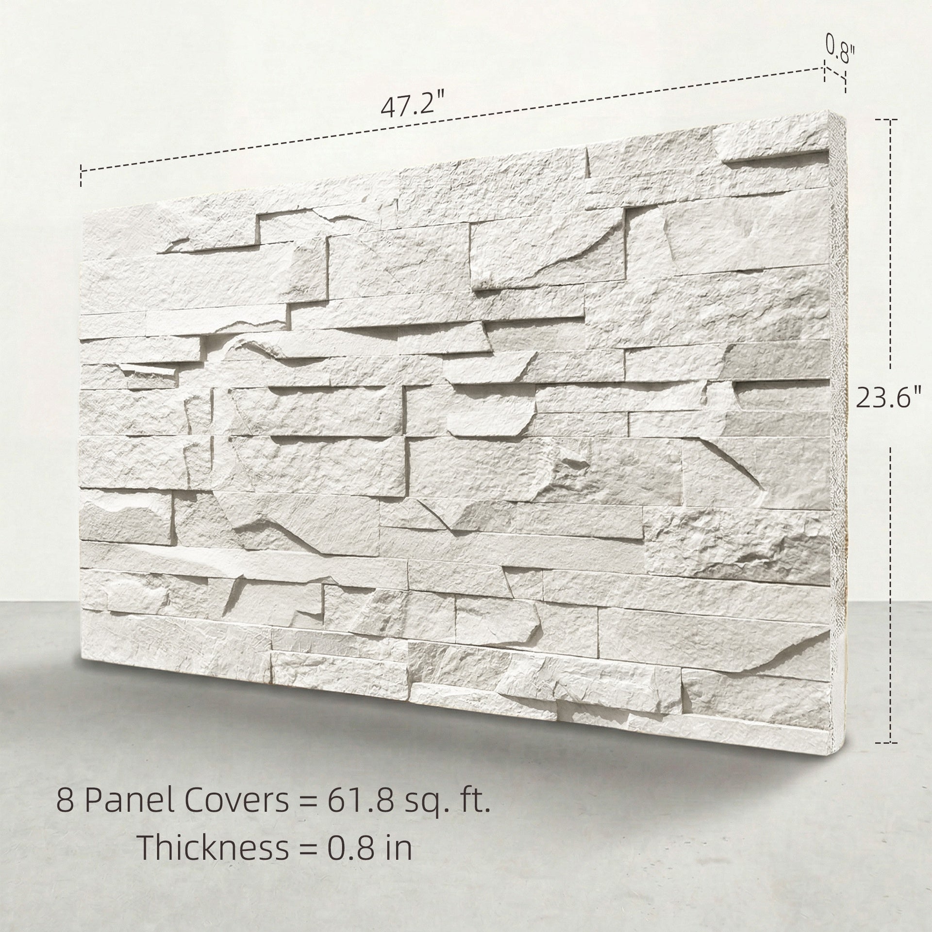 HOMCOM 8-Pack 3D Faux Stone Wall Panels, Lightweight Polyurethane Panels for Interior and Exterior Accent Walls, Light Gray
