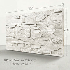 HOMCOM 8-Pack 3D Faux Stone Wall Panels, Lightweight Polyurethane Panels for Interior and Exterior Accent Walls, Light Gray