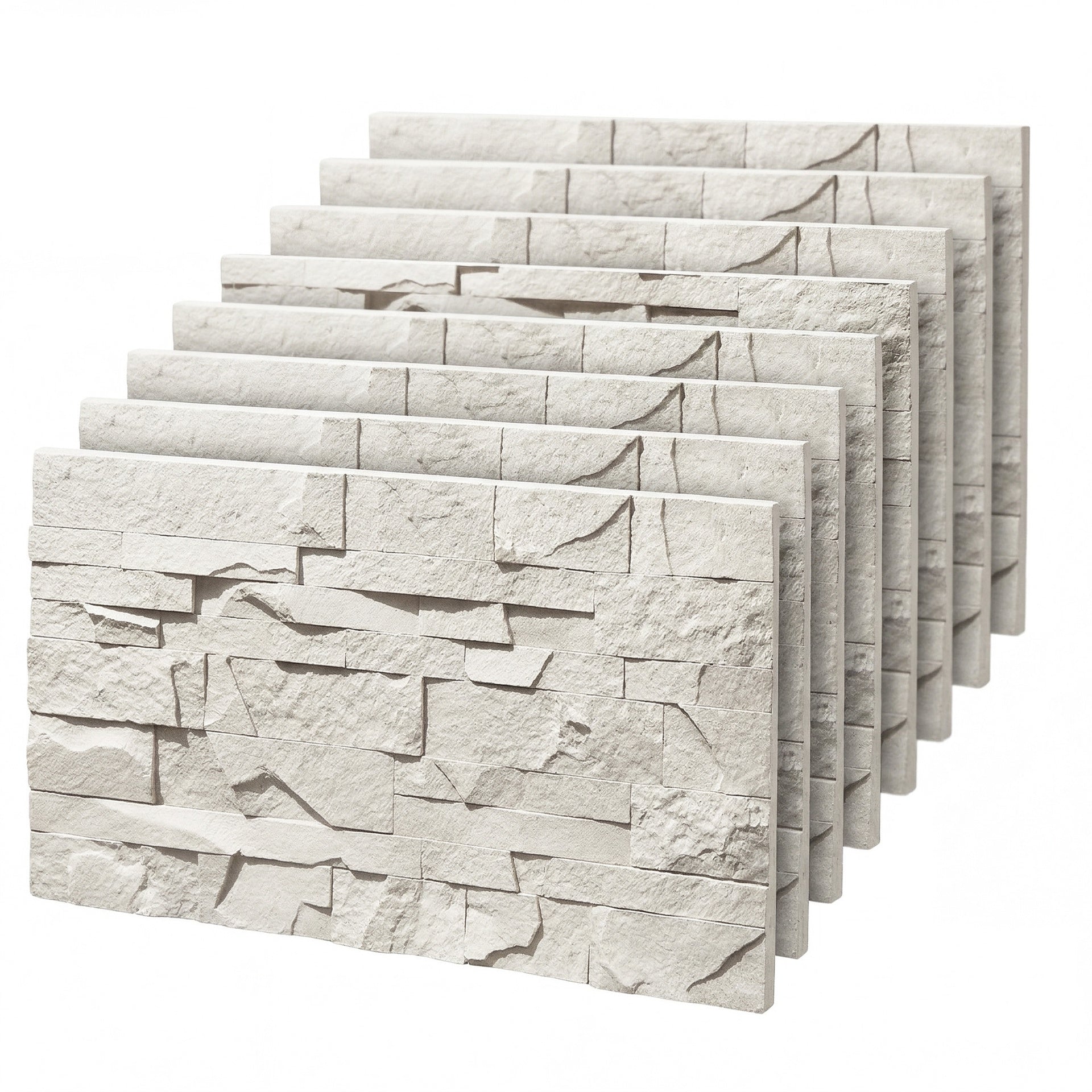 HOMCOM 8-Pack 3D Faux Stone Wall Panels, Lightweight Polyurethane Panels for Interior and Exterior Accent Walls, Light Gray