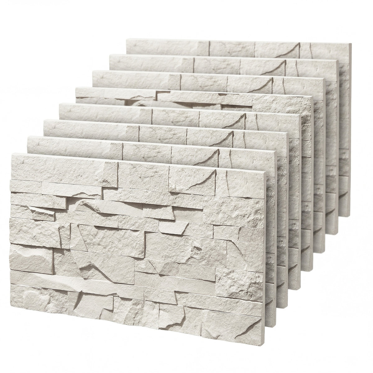 HOMCOM 8-Pack 3D Faux Stone Wall Panels, Lightweight Polyurethane Panels for Interior and Exterior Accent Walls, Light Gray