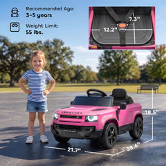 Qaba 12V Ride on Car Licensed Land Rover with Remote, Suspension, Slow Start, 3 Speeds, Lights, Music, Horn for 3-5, Pink