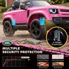 Qaba 12V Ride on Car Licensed Land Rover with Remote, Suspension, Slow Start, 3 Speeds, Lights, Music, Horn for 3-5, Pink