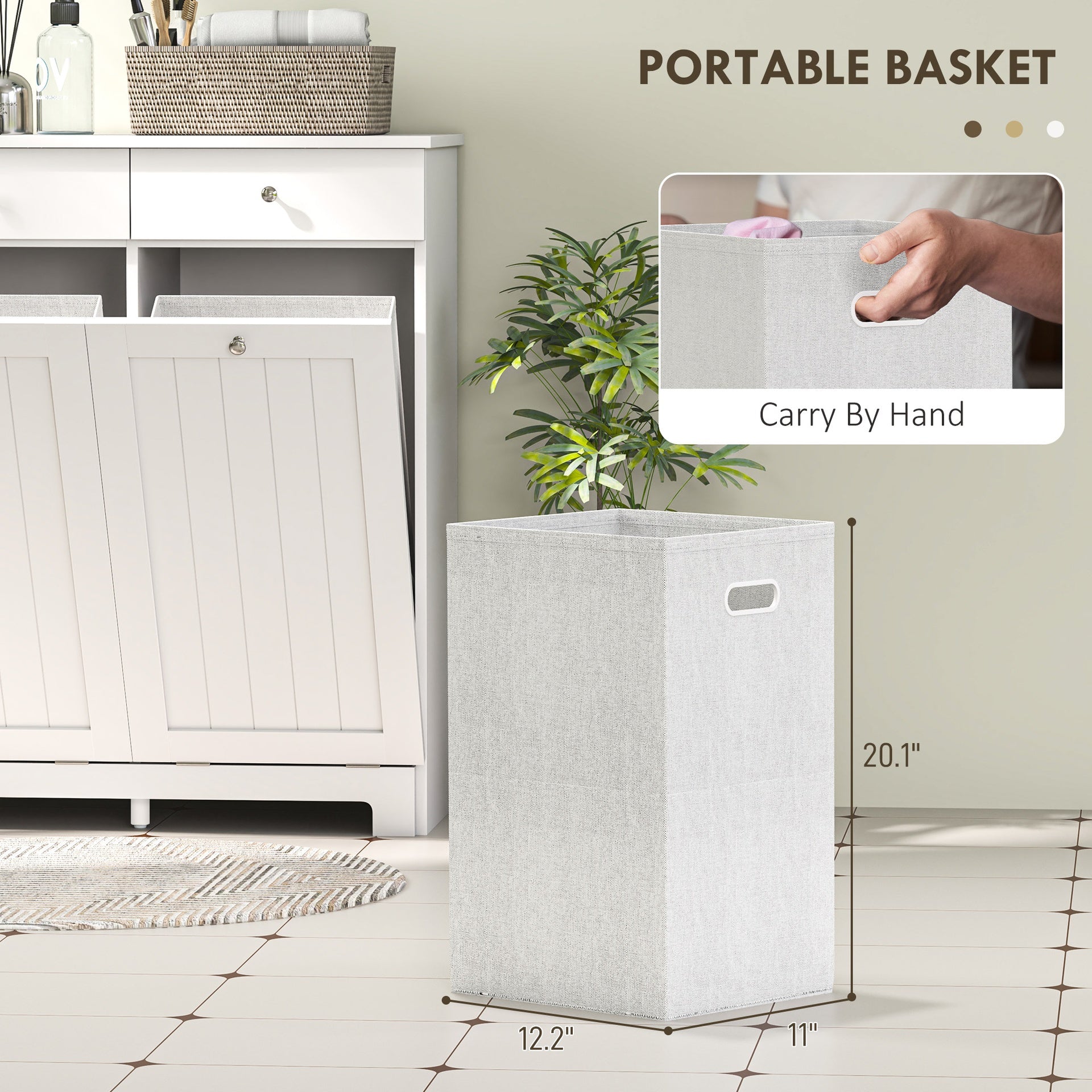 HOMCOM Laundry Hamper Cabinet, Laundry Cabinet with 2 Tilt Out Laundry Baskets and 2 Drawers, White