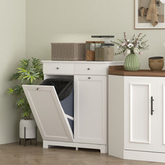 HOMCOM Laundry Hamper Cabinet, Laundry Cabinet with 2 Tilt Out Laundry Baskets and 2 Drawers, White