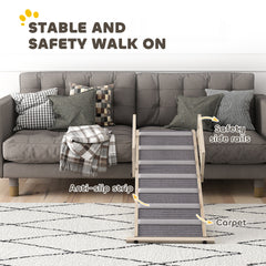 PawHut Dog Ramp, Folding Pet Ramp, 4 Adjustable Height from 15" to 19", Dog Step with Side Rails for Small to Large Pets