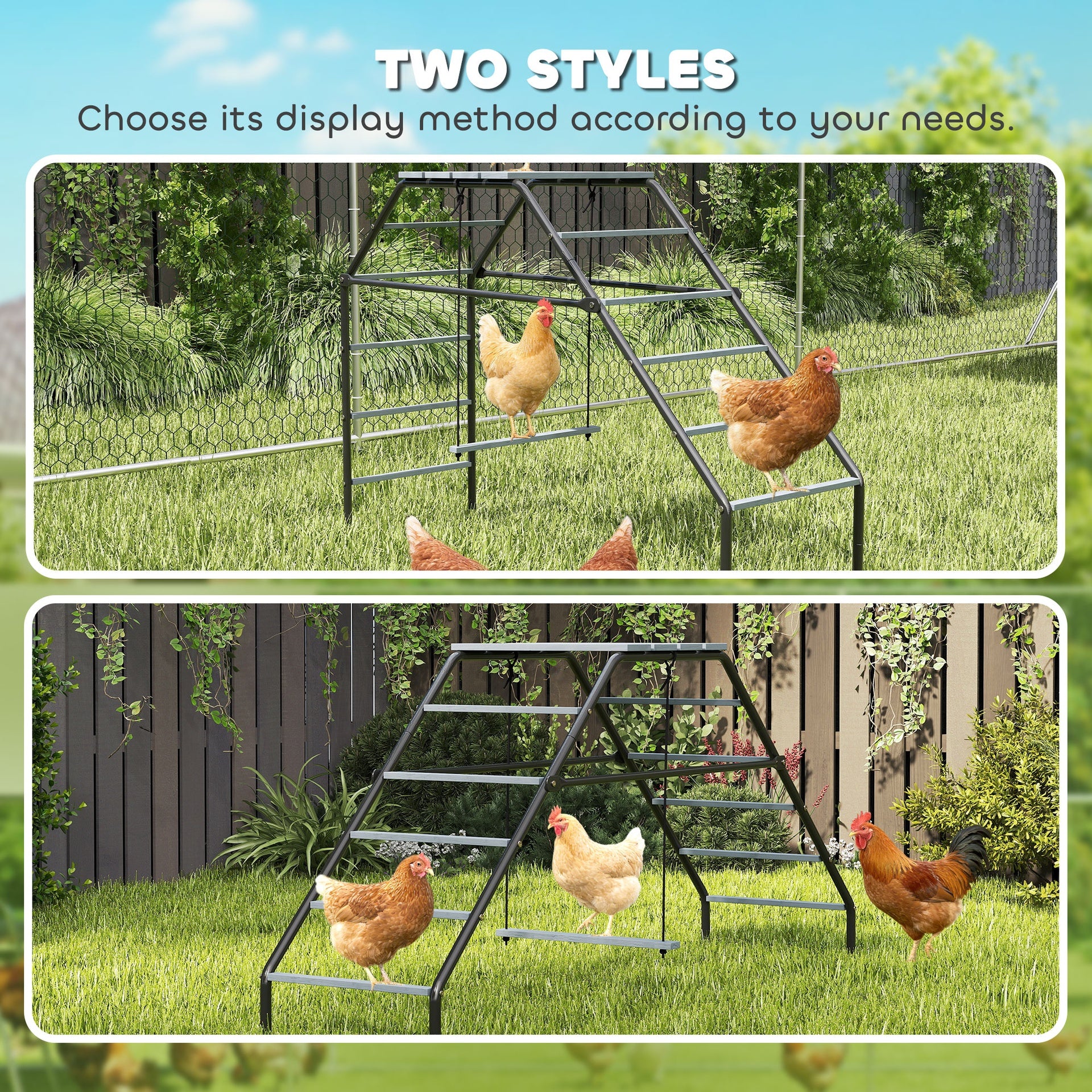 PawHut Chicken Coop Perches with Adjustable Swing, 10 Roosting Bars, for Backyard, Farm