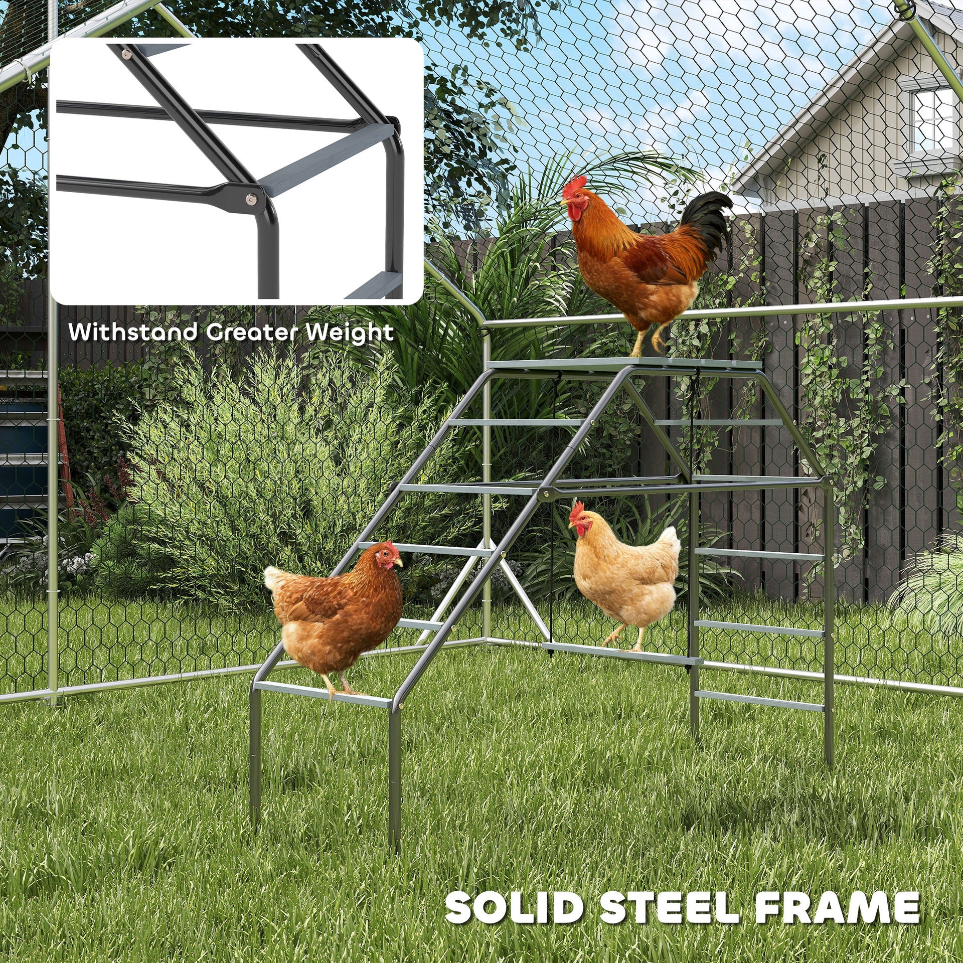 PawHut Chicken Coop Perches with Adjustable Swing, 10 Roosting Bars, for Backyard, Farm