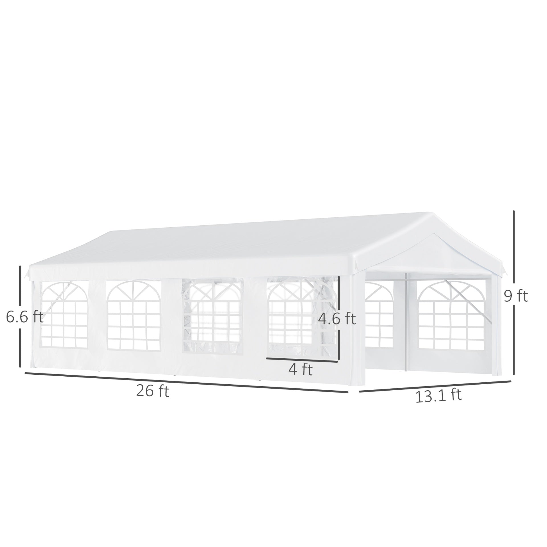 Outsunny Heavy Duty Party Tent, 13x26 ft Outdoor Wedding Event Shelter, with Removable Sidewalls & Windows, for Family Gatherings, White