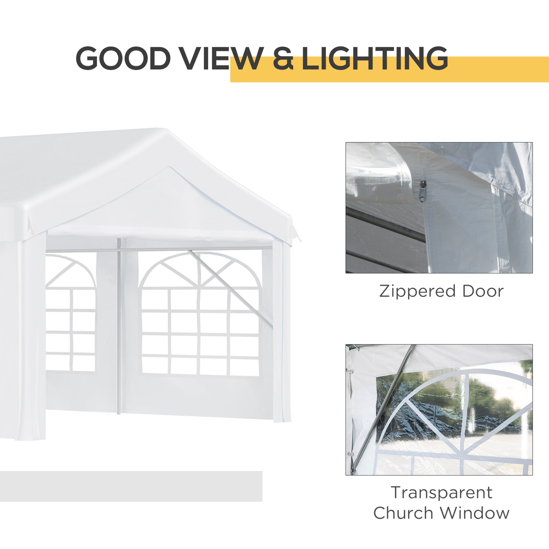 Outsunny Heavy Duty Party Tent, 13x26 ft Outdoor Wedding Event Shelter, with Removable Sidewalls & Windows, for Family Gatherings, White