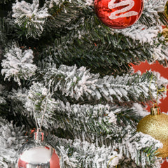 HOMCOM 9ft Flocked Christmas Tree, Pencil Artificial Xmas Tree with Faux Snow, Dense Branches, Foldable Metal Base for Indoor Holiday Decor