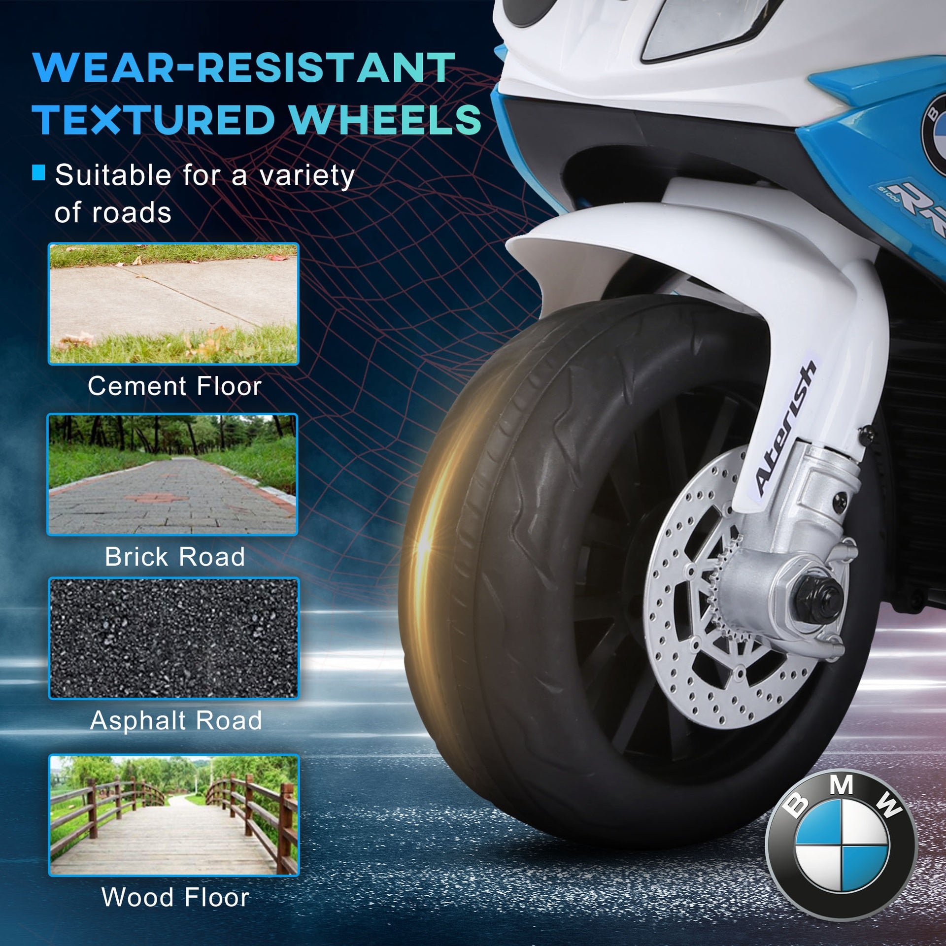 Aosom 6V 3 Wheeled Electric Motorcycle, Kids Motorcycle Licensed BMW with Headlight, Music, Blue