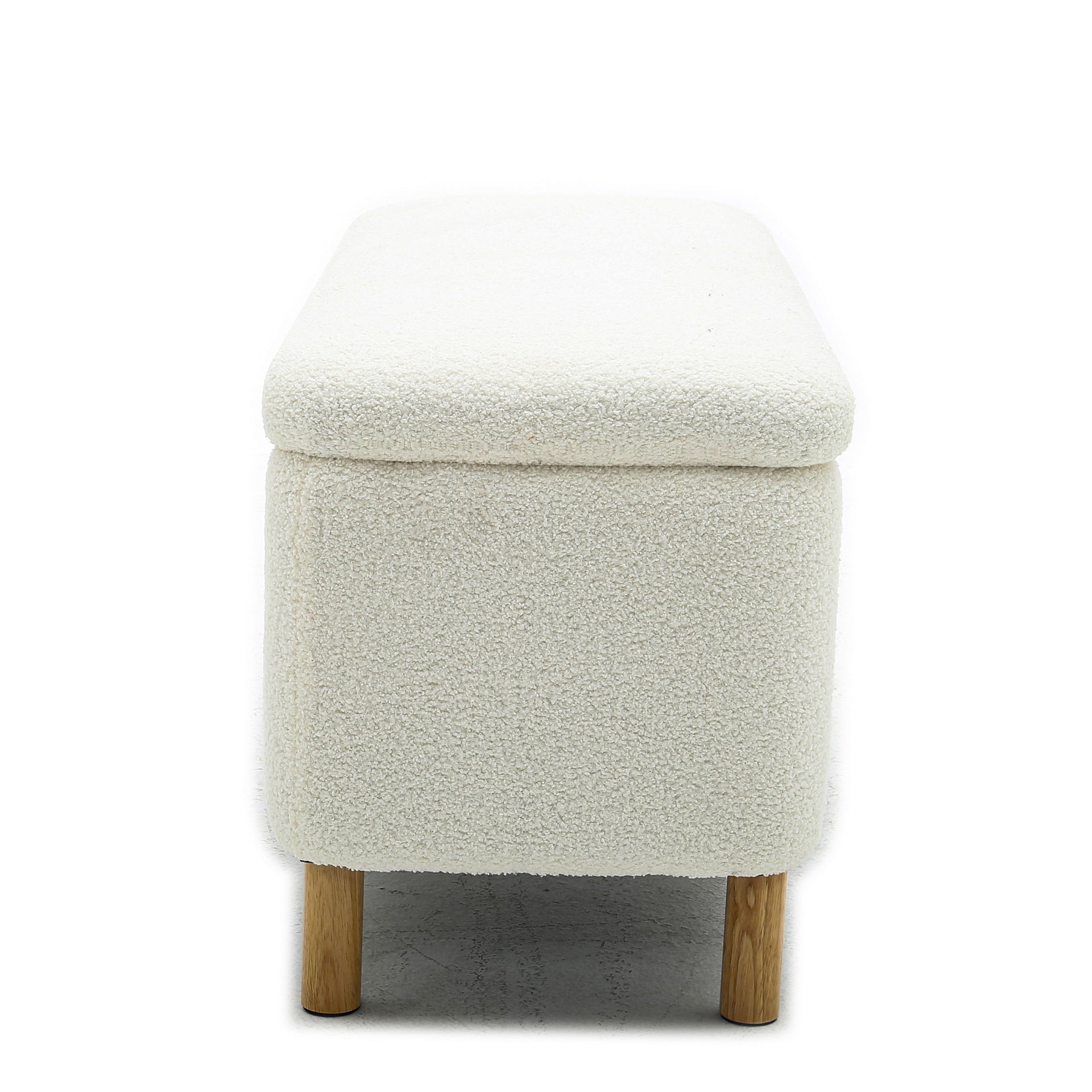 Basics Upholstered Storage Ottoman and Entryway Bench White