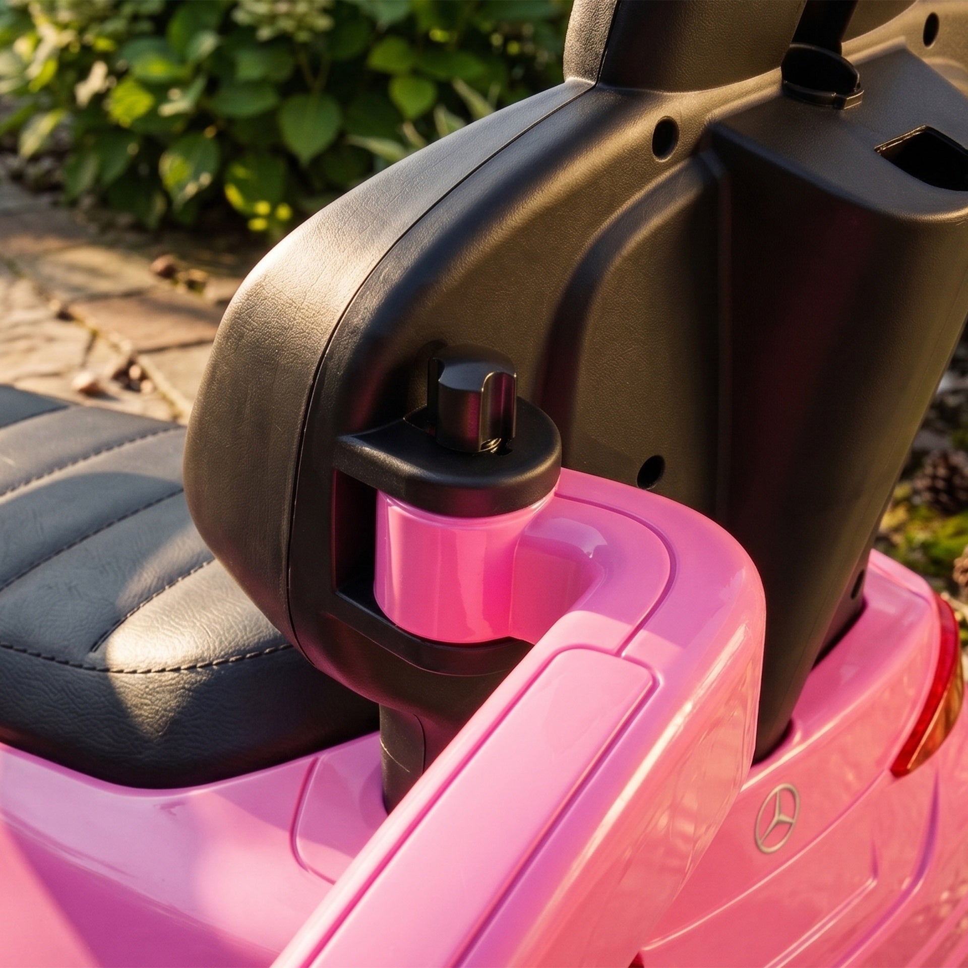 Qaba 3 in 1 Toddler Push Car Licensed Benz with Push Handle, Guardrails, Canopy, Horn, Music, Storage for 18-36 Months, Pink