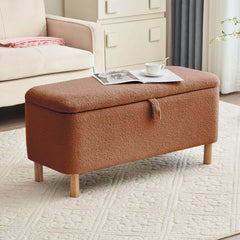 Basics Upholstered Storage Ottoman and Entryway Bench ORANGE