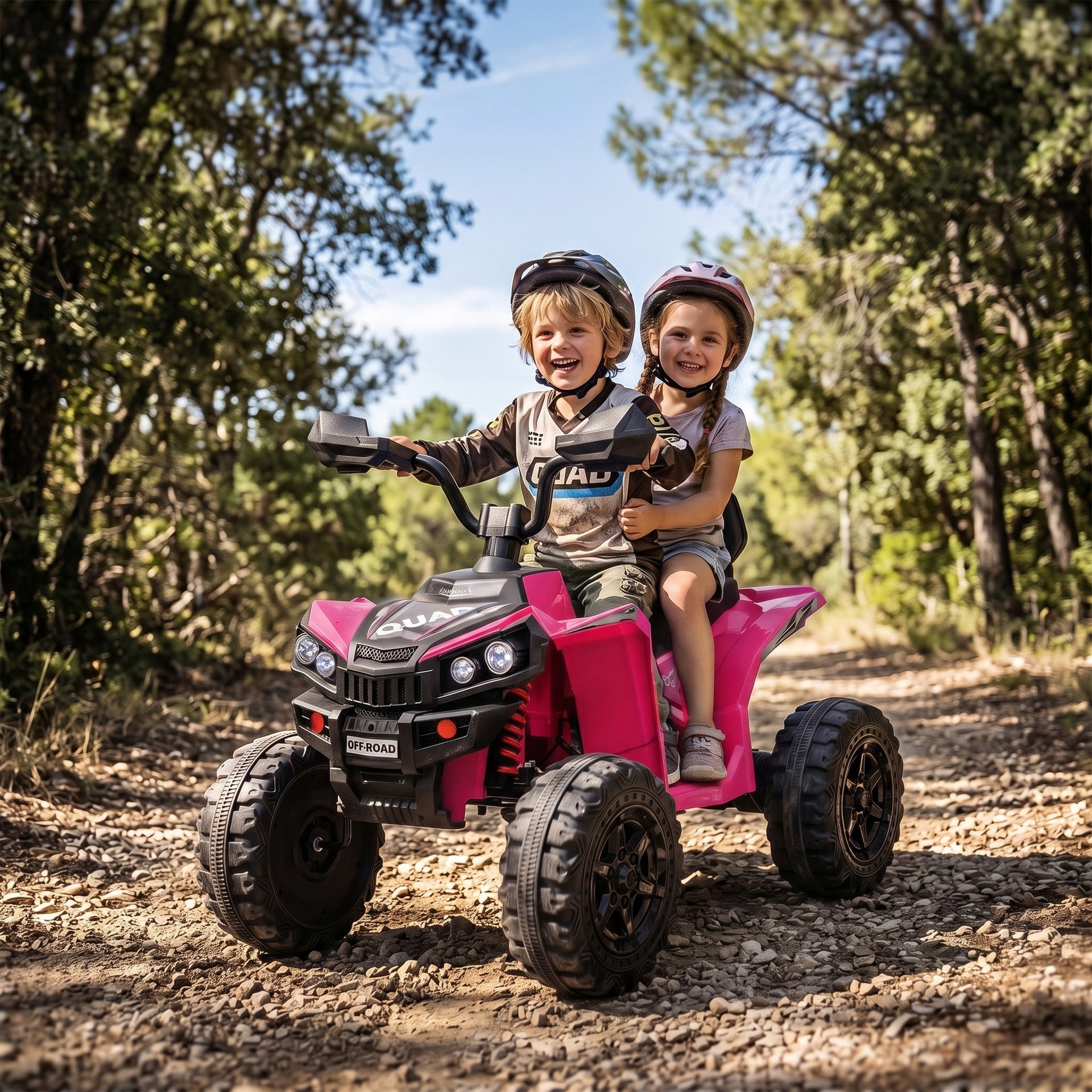 Qaba 24V 2 Seater Ride On Toys, Kids ATV 4 Wheeler with Dual Motors, High & Low Speed for Boys Girls Aged 3-8 Years, Pink