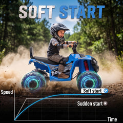 Qaba 24V 2 Seater Ride On Toys, Kids ATV 4 Wheeler with Dual Motors, High & Low Speed for Boys Girls Aged 3-8 Years, Blue