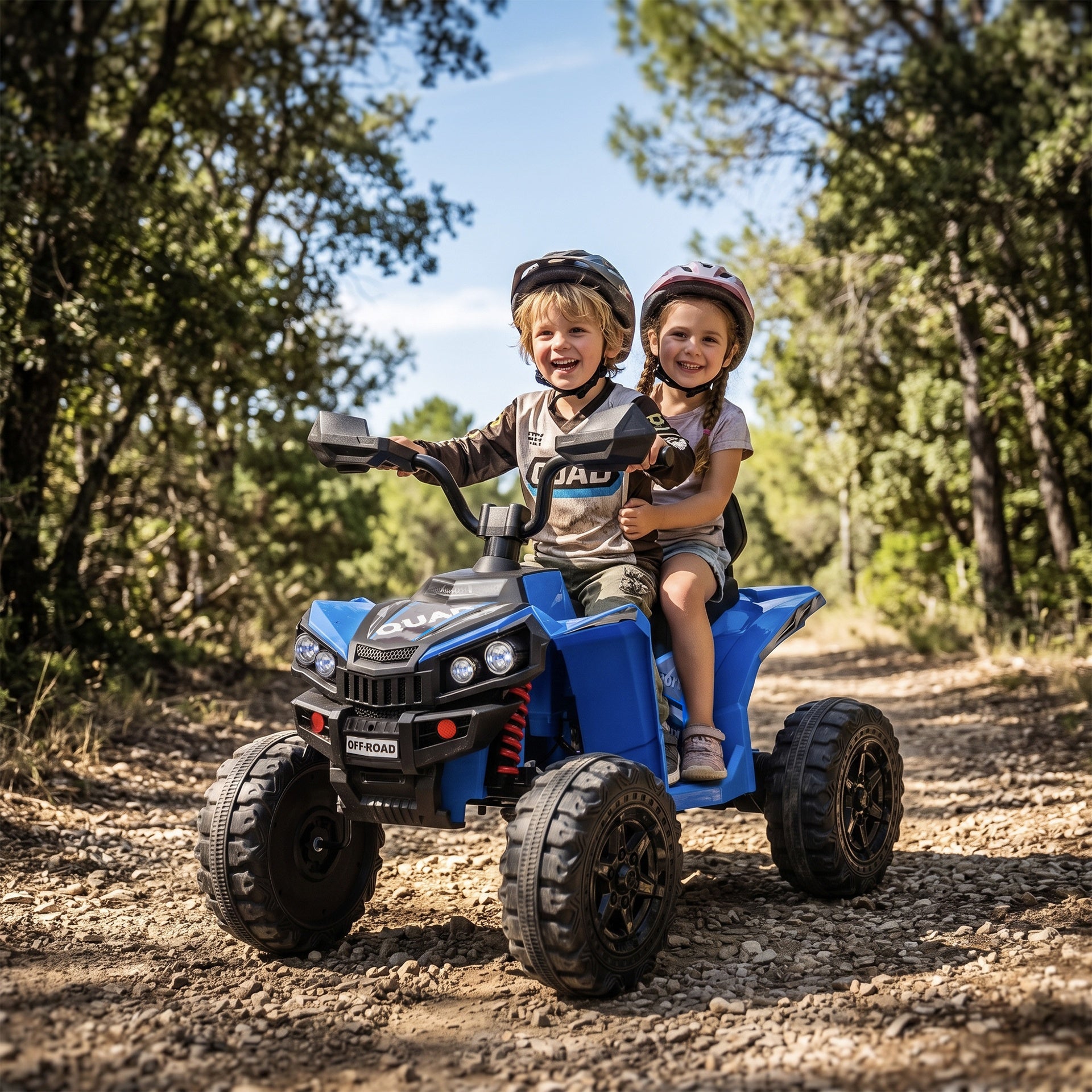 Qaba 24V 2 Seater Ride On Toys, Kids ATV 4 Wheeler with Dual Motors, High & Low Speed for Boys Girls Aged 3-8 Years, Blue