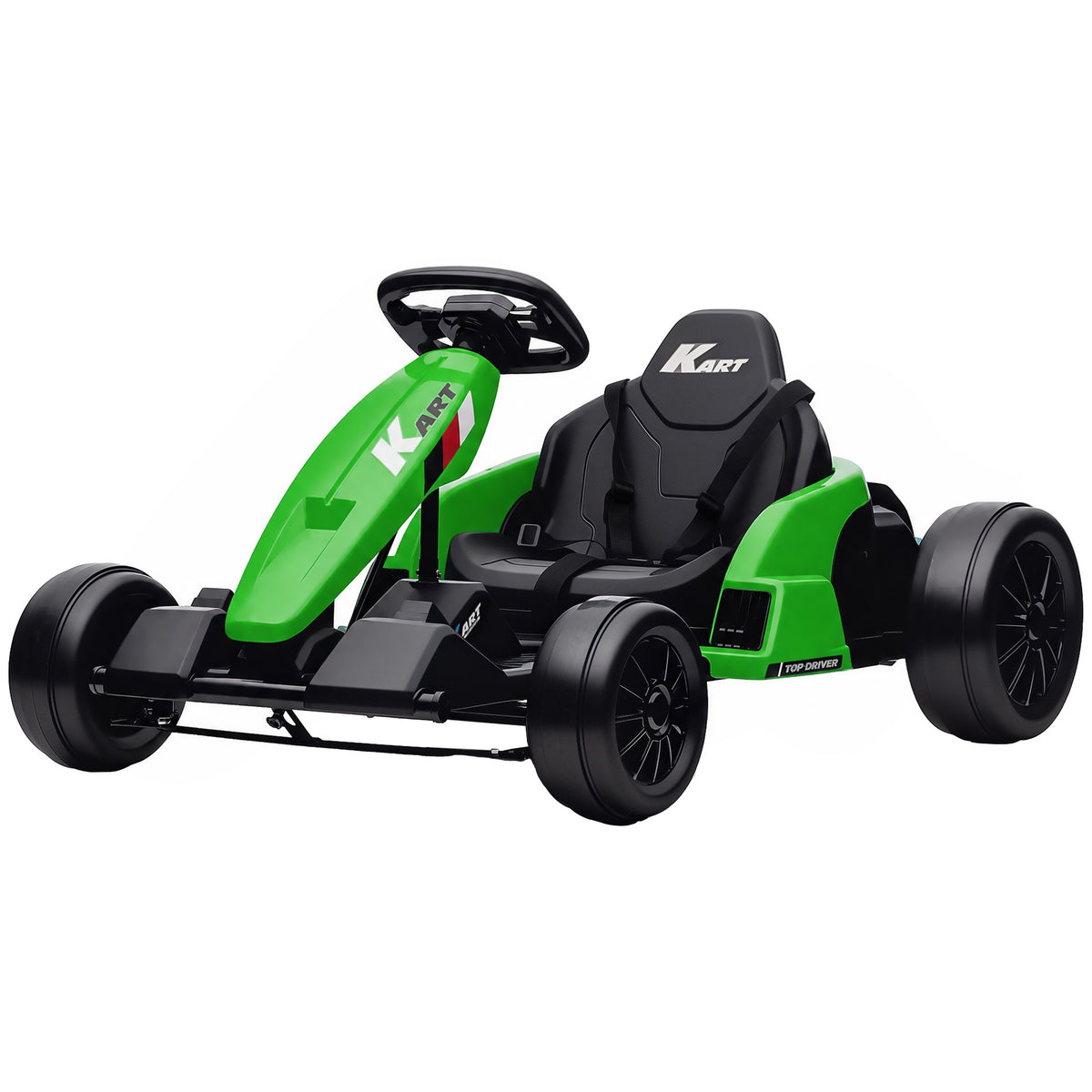 Qaba 24V Electric Go Kart with Dual 150W Motors, Adjustable Seat & 11.2MPH High Speed, Slow Start, 5-Point Harness, Green