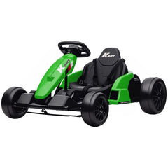 Qaba 24V Electric Go Kart with Dual 150W Motors, Adjustable Seat & 11.2MPH High Speed, Slow Start, 5-Point Harness, Green