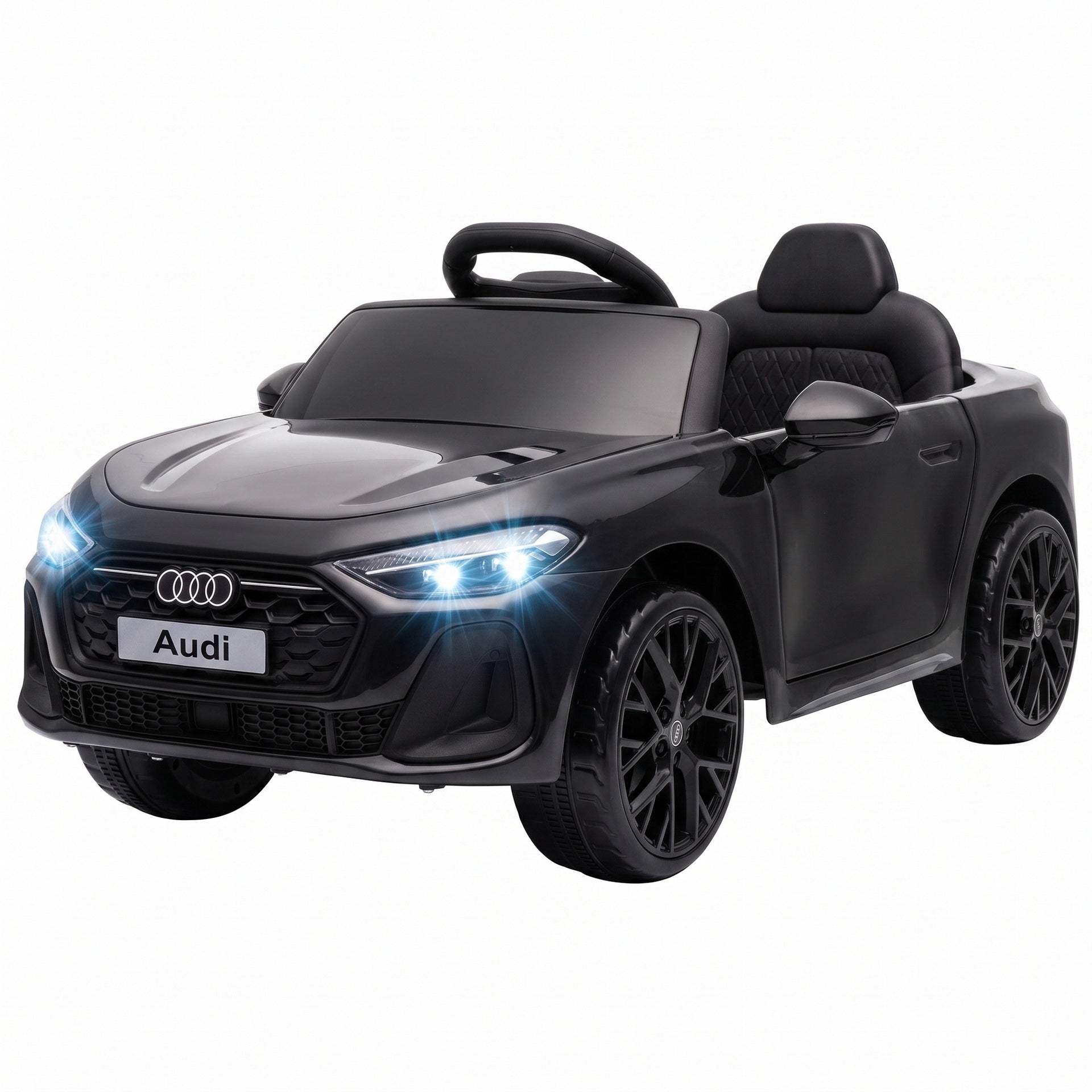 Qaba Audi A5L Licensed Electric Ride on Car for Kids 3-6 with Remote Control Dual Motors 4-Wheel Suspension Music, Black