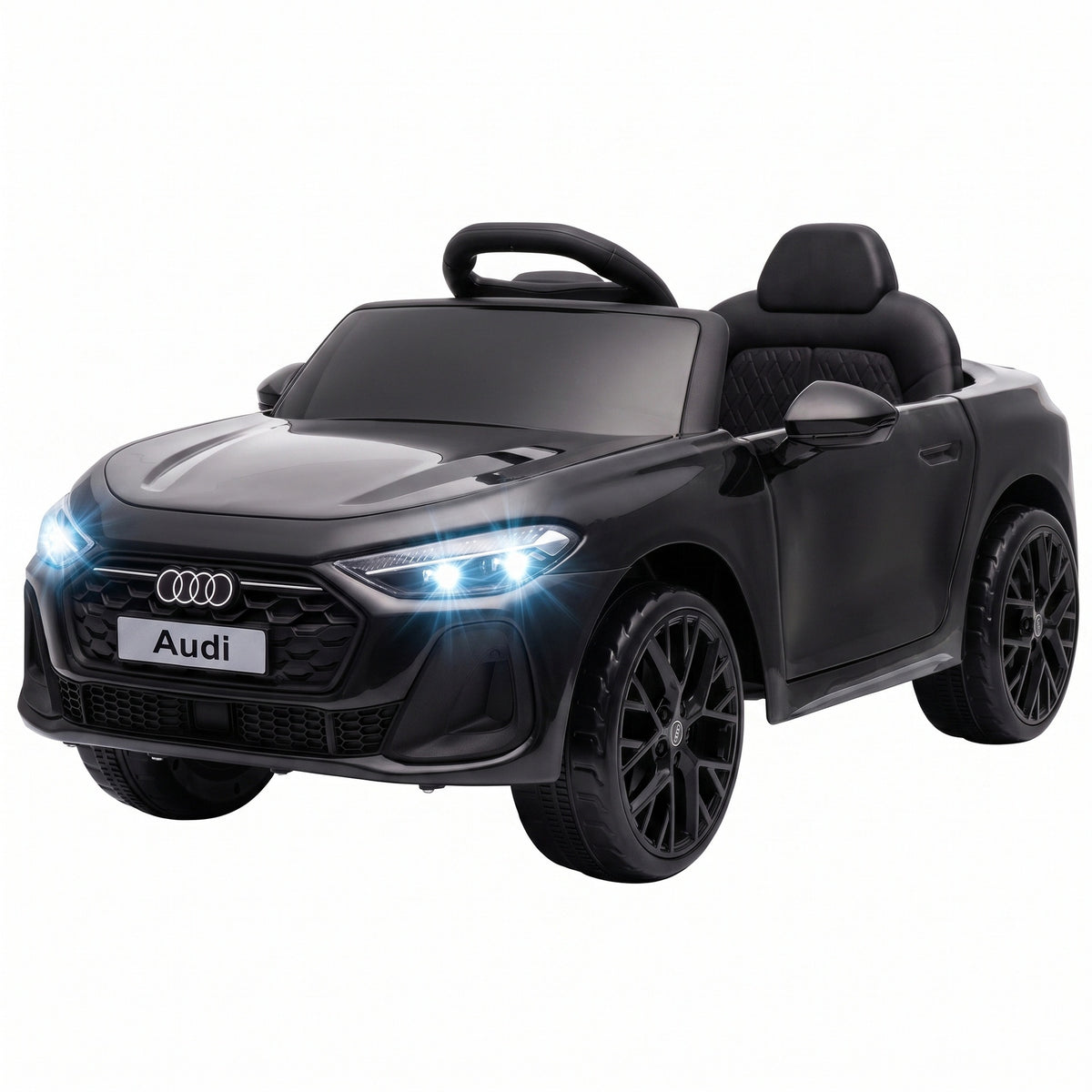 Qaba Audi A5L Licensed Electric Ride on Car for Kids 3-6 with Remote Control Dual Motors 4-Wheel Suspension Music, Black